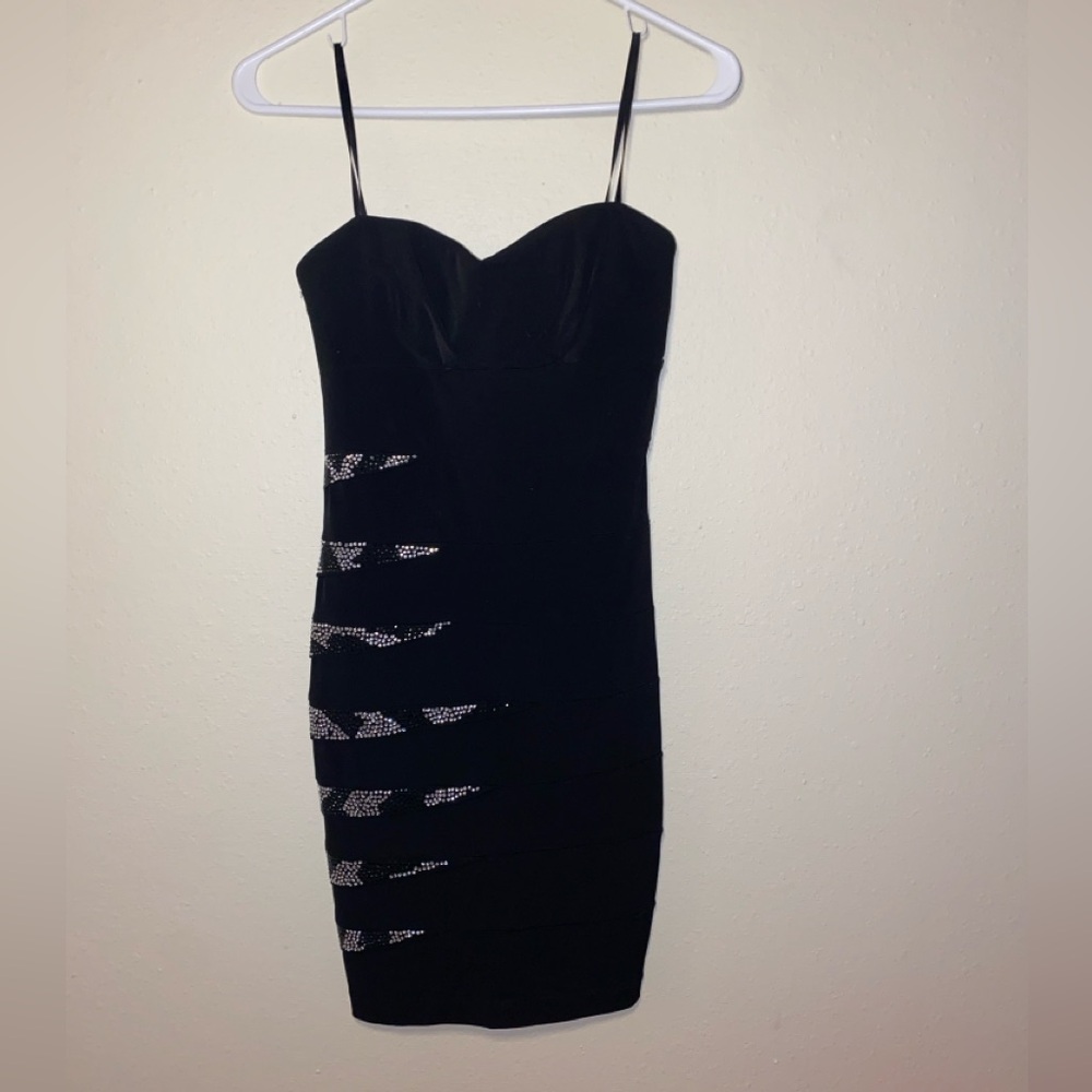 Strapless Black Embellished Holiday NYE Christmas Dress Small